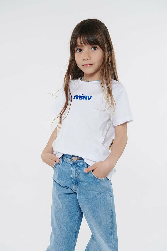 Mavi Miav Baskılı Beyaz Çocuk Tişört 66332620 - 1