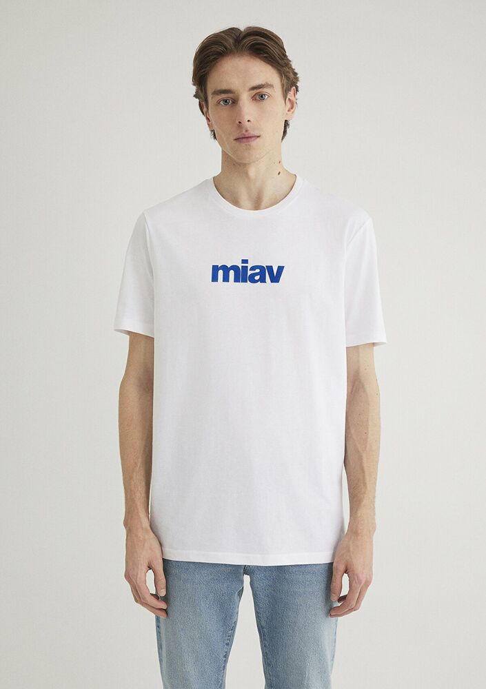 Mavi Miav Baskılı Beyaz Erkek Tişört 067153-620 - 4