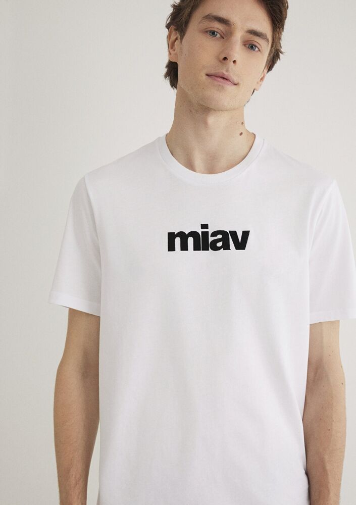 Mavi Miav Baskılı Beyaz Erkek Tişört 067153-602 (1)