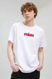 Mavi Miav Baskılı Beyaz Erkek Tişört 067153-622 - 1