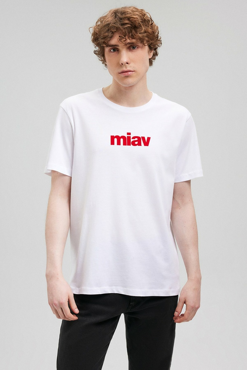 Mavi Miav Baskılı Beyaz Erkek Tişört 067153-622 - 3
