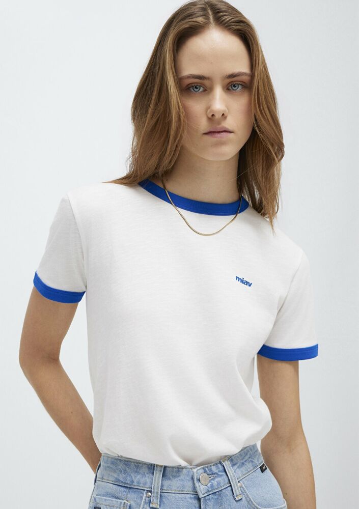 Mavi Miav Baskılı Ekru Regular Fit Kadın Tişört 1614089-70057