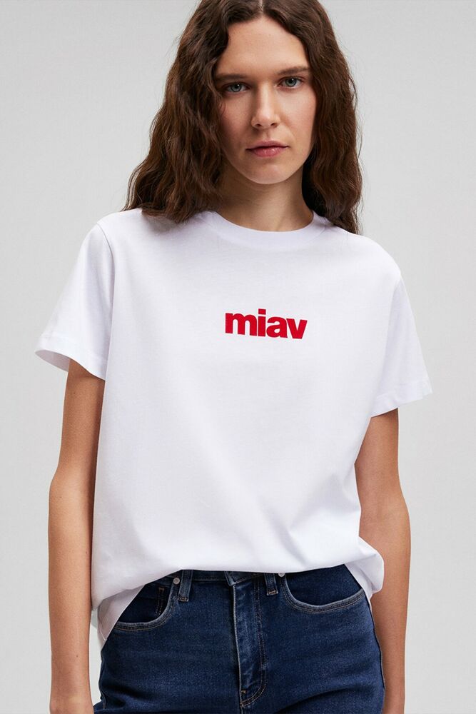 Mavi Miav Baskılı Kadın Tişört 1610622-86417 - 1