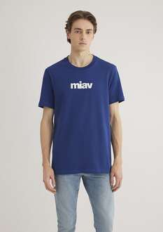 Mavi Miav Baskılı Koyu Saks Mavi Erkek Tişört 067153-70722 - 3
