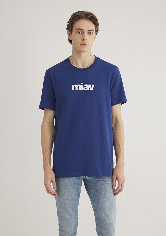 Mavi Miav Baskılı Koyu Saks Mavi Erkek Tişört 067153-70722 - 3