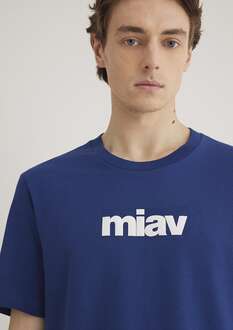 Mavi Miav Baskılı Koyu Saks Mavi Erkek Tişört 067153-70722 - 5