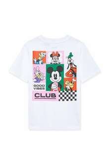Mavi Mickey Mouse Baskılı Beyaz Çocuk Tişört 7610166-620 - 2