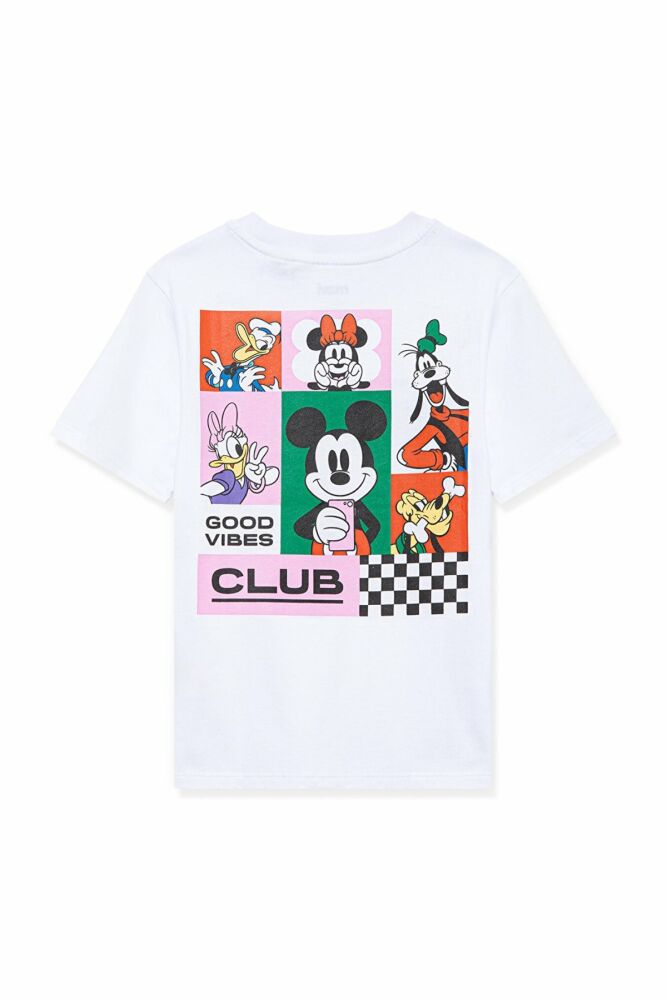 Mavi Mickey Mouse Baskılı Beyaz Çocuk Tişört 7610166-620 - 2