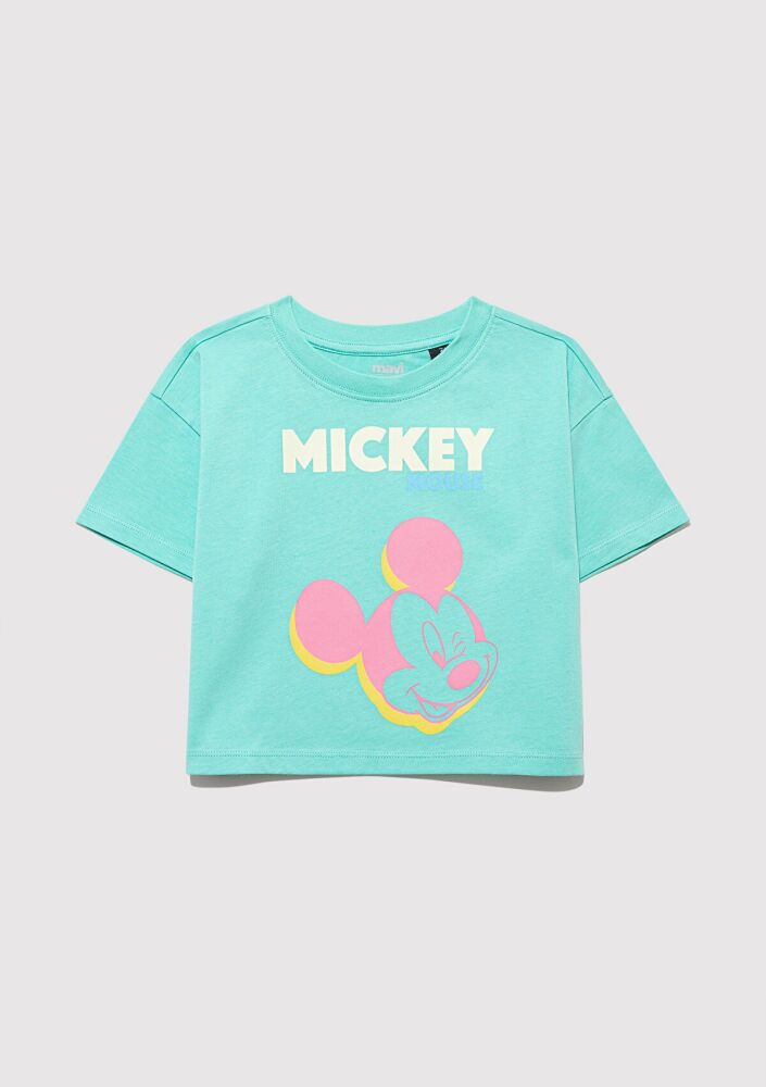 Mavi Mickey Mouse Baskılı Yeşil Çocuk Tişört 7610332-71673 - 1