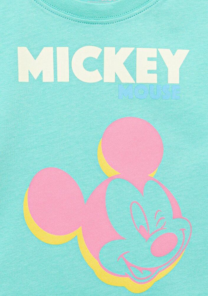 Mavi Mickey Mouse Baskılı Yeşil Çocuk Tişört 7610332-71673 - 3