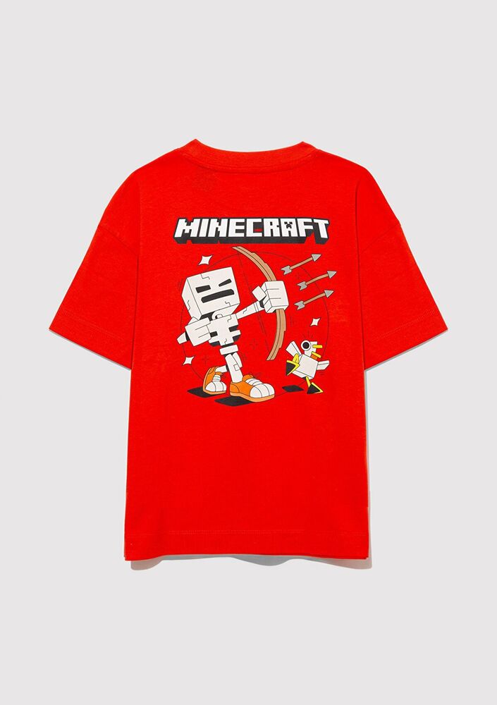 Mavi Mınecraft Baskılı Çocuk Tişört 6610343-88523 - 2