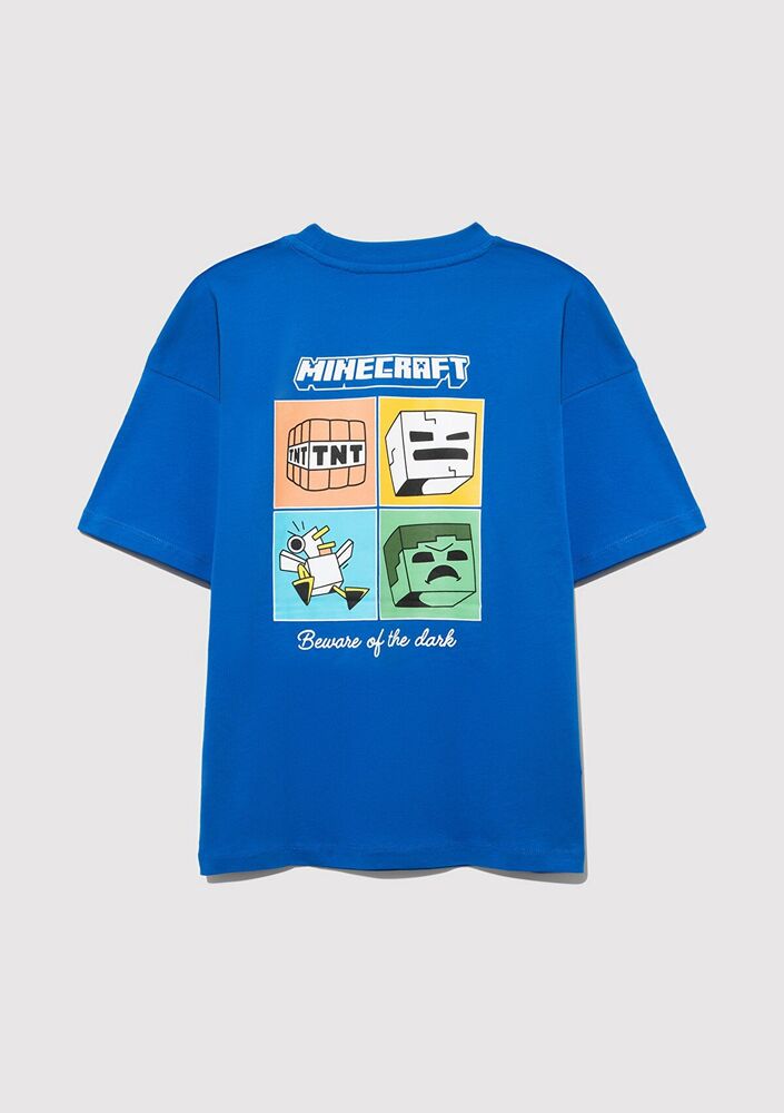 Mavi Mınecraft Baskılı Gök Mavi Çocuk Tişört 6610342-82491 - 2
