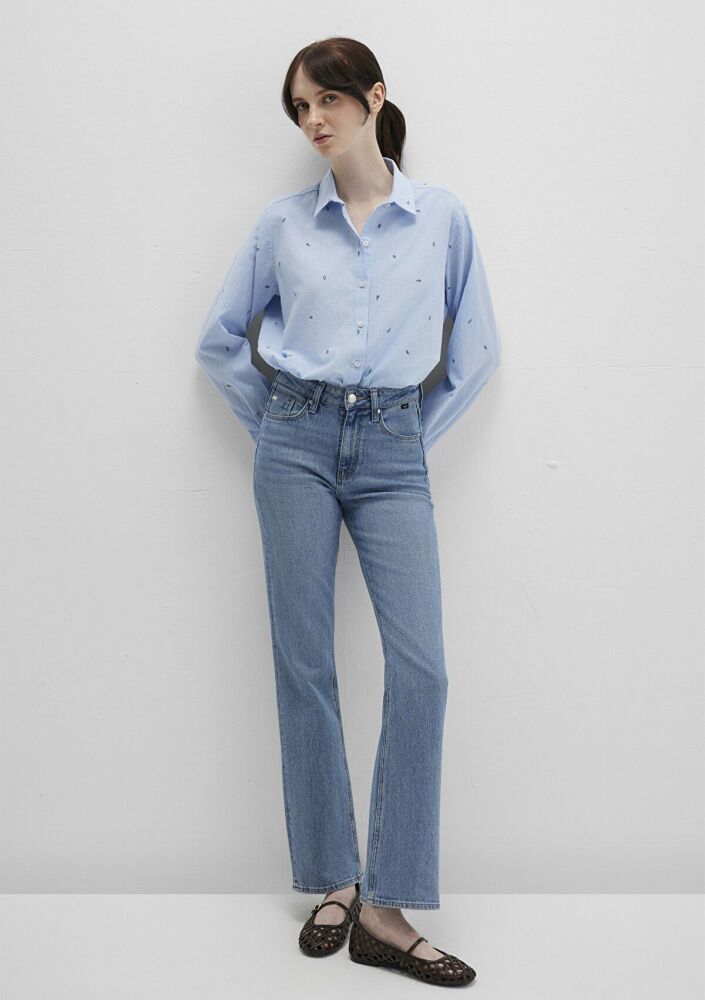 Mavi Mini Baskılı Mavi Loose Fit Kadın Gömlek 1210030-84655