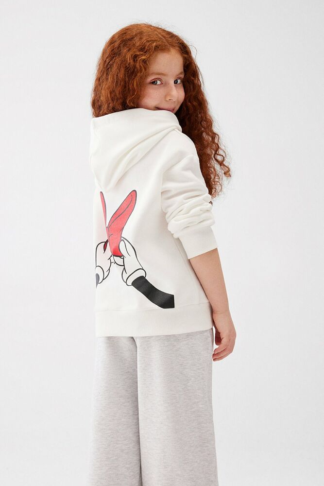 Mavi Mınnıe Baskılı Kapişonlu Kırık Beyaz Çocuk Sweat 7S10081-70057 - 1