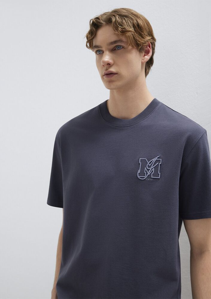 Mavi MJ Logo Detaylı Gri Loose Fit Erkek Tişört 0612885-70101 (1)