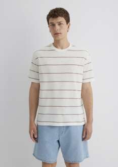 Mavi Mor Çizgili Ekru Loose Fit Erkek Tişört 0612941-70399 - 4