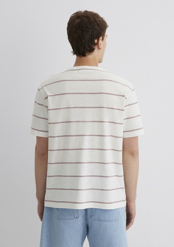 Mavi Mor Çizgili Ekru Loose Fit Erkek Tişört 0612941-70399 - 5