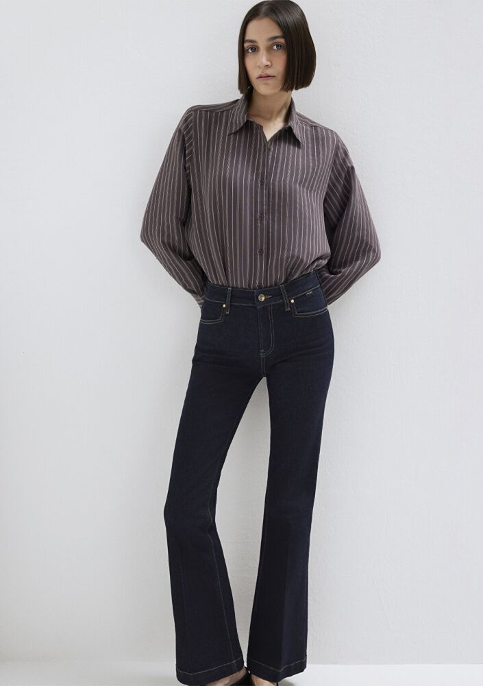 Mavi Mor (TENCEL™) Liyosel Karışımlı Loose Fit Kadın Gömlek 1211373-91534