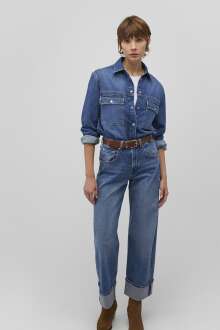 Mavi Morgan Dark Blue 90's Kadın Jean Gömlek 1210668-87785 - Mavi (1)