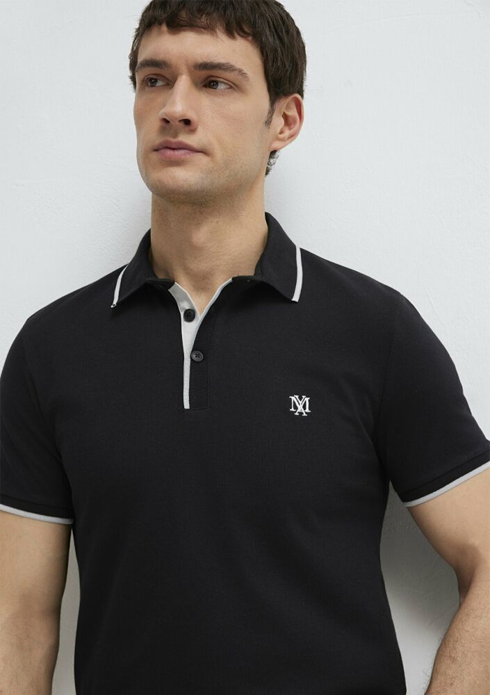 Mavi Mühür Logo Siyah Erkek Polo Tişört 0613266-900