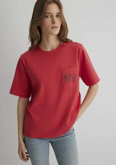 Mavi Mv Baskılı Kadın Tişört 1613152-71079 - Mavi (1)