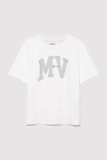 Mavi Mv Logo Baskılı Kırık Beyaz Çocuk Tişört 6610213-70057 - Mavi (1)