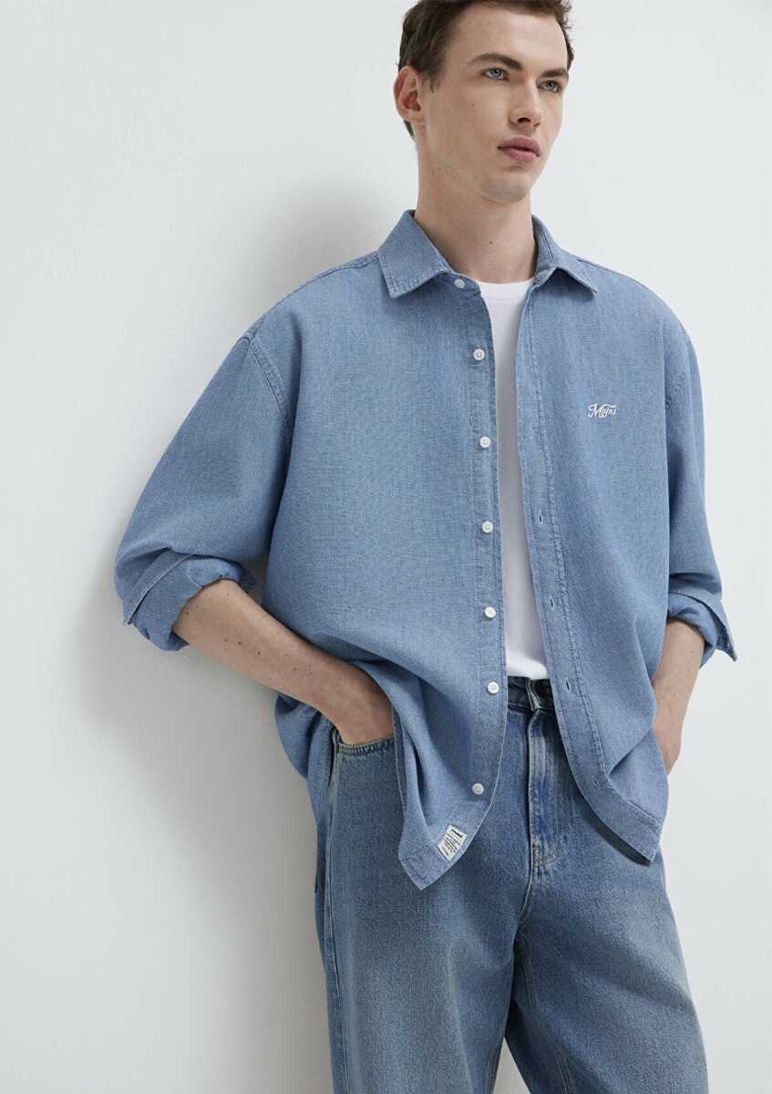 Mavi MVJNS Nakışlı Mavi  Loose Fit Erkek Gömlek0211885-18790