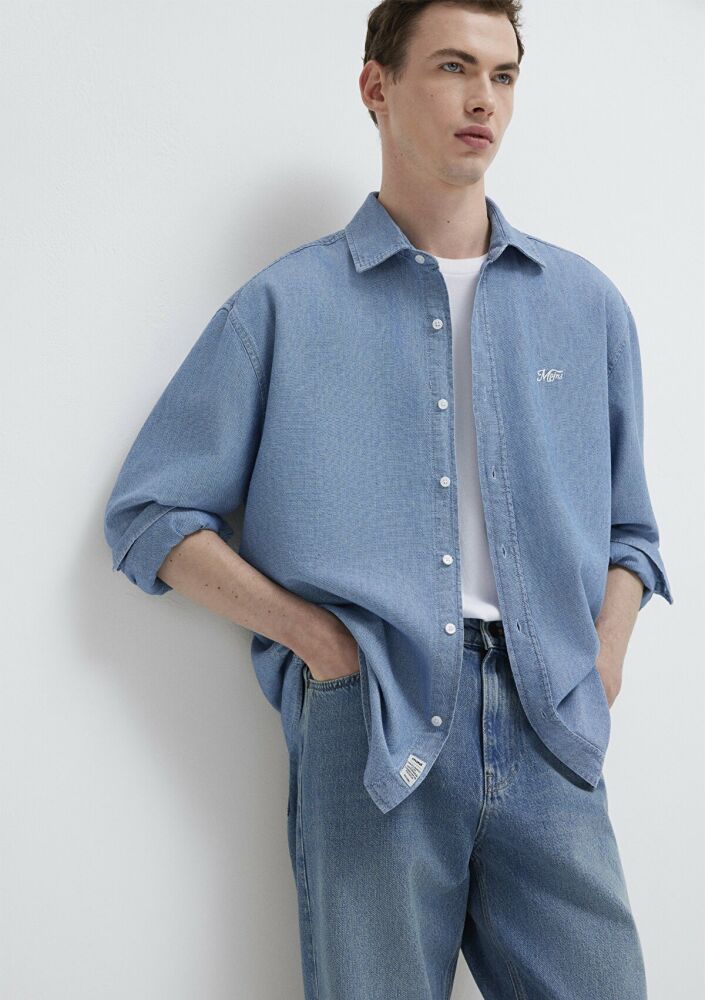 Mavi MVJNS Nakışlı Mavi Loose Fit Erkek Gömlek0211885-18790