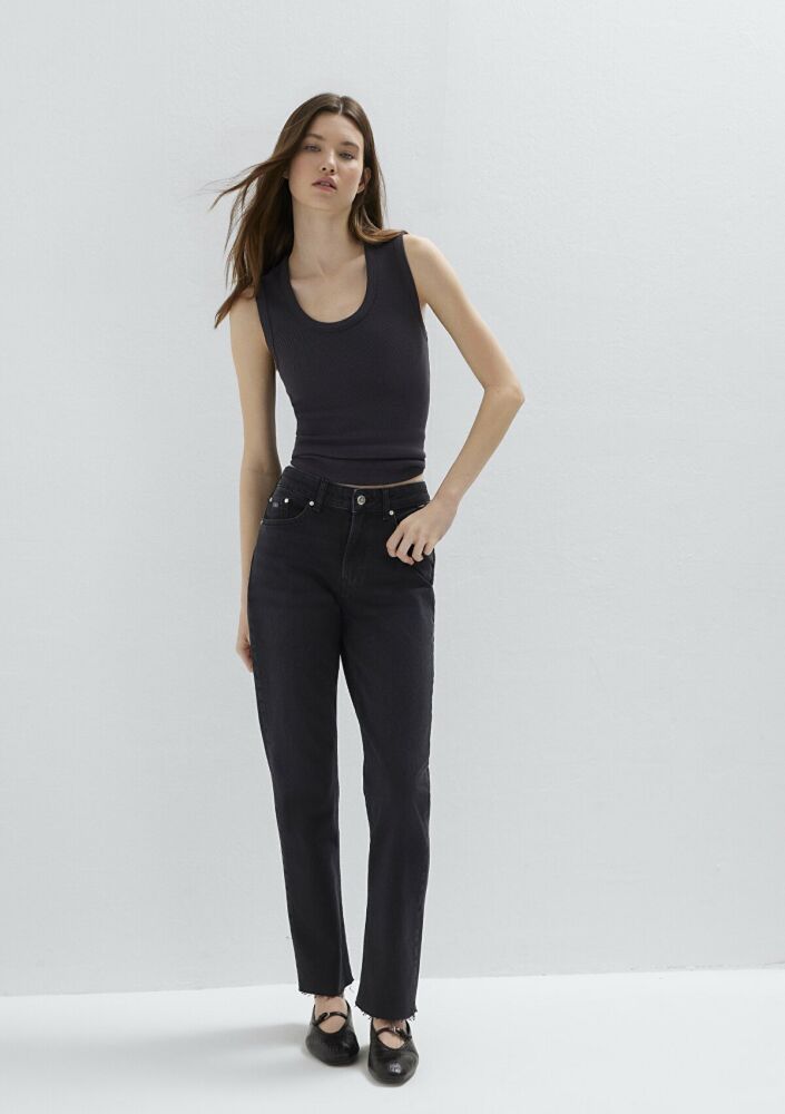 Mavi New York Classic Denim Gri Straight Yüksek Bel Kadın Jean Pantolon 101441-A3765 (1)