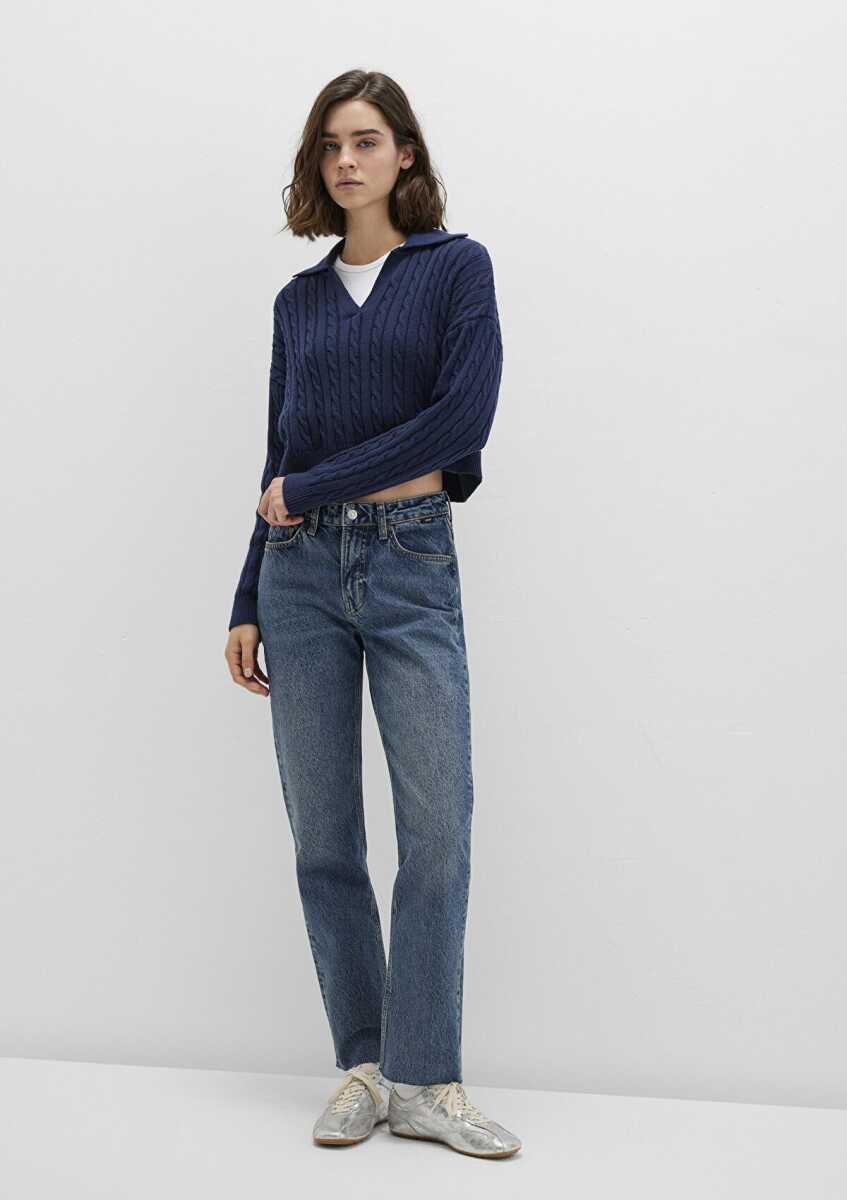 Mavi New York Dark Used Straight Yüksek Bel Düz Paça Kadın Jean Pantolon 101441-88581