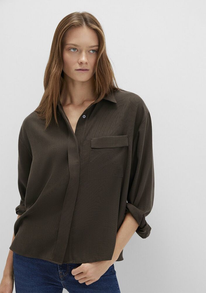 Mavi Oversize Kahve Kadın Gömlek 1211354-71540
