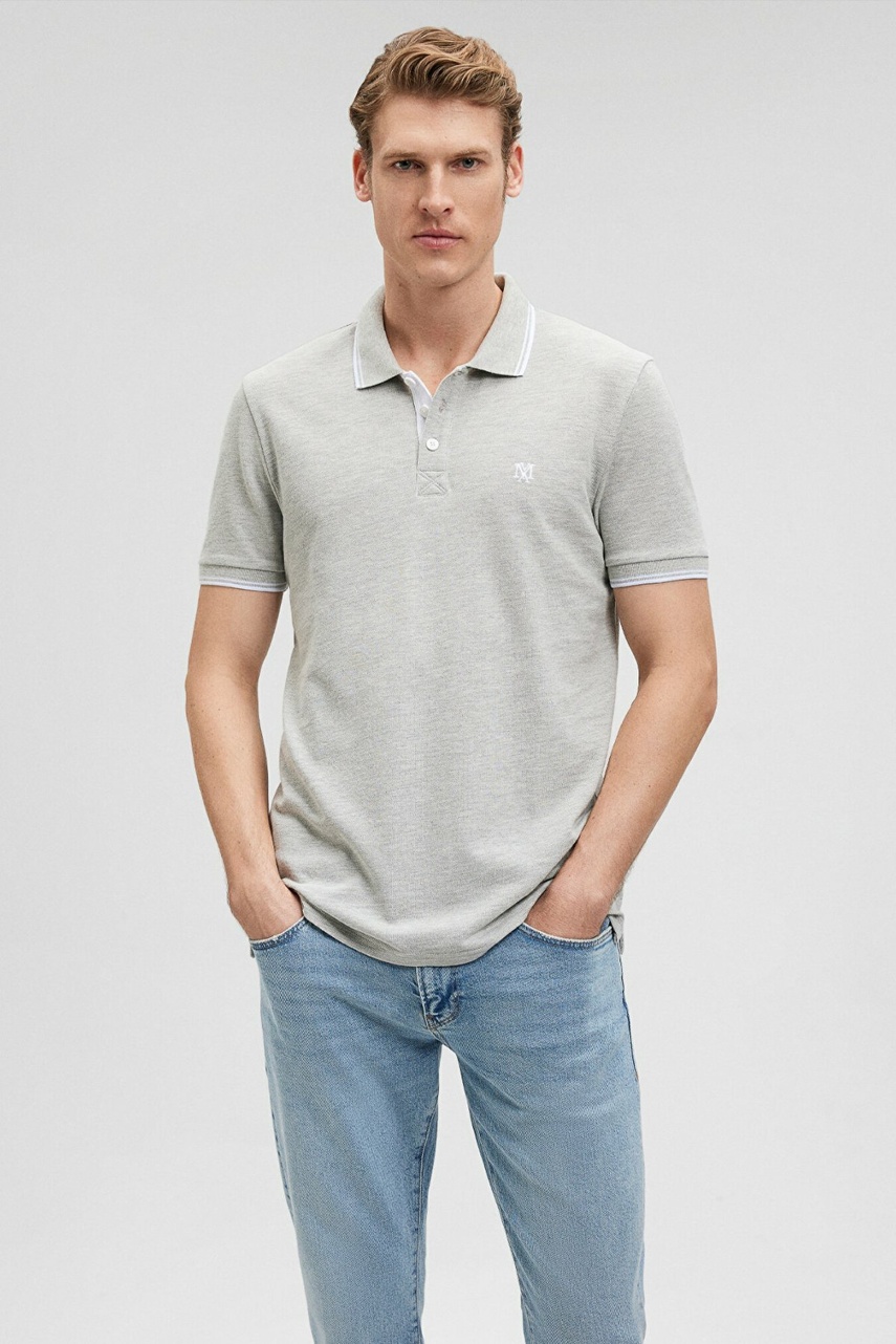 Mavi Polo Yaka Erkek Tişört Gri Melanj 064164-28387 - 1