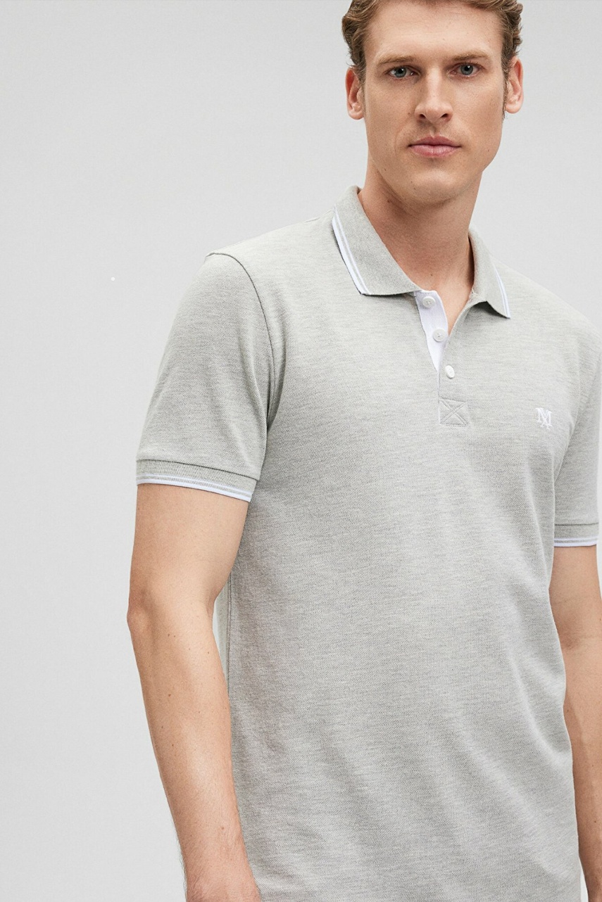 Mavi Polo Yaka Erkek Tişört Gri Melanj 064164-28387 - 2
