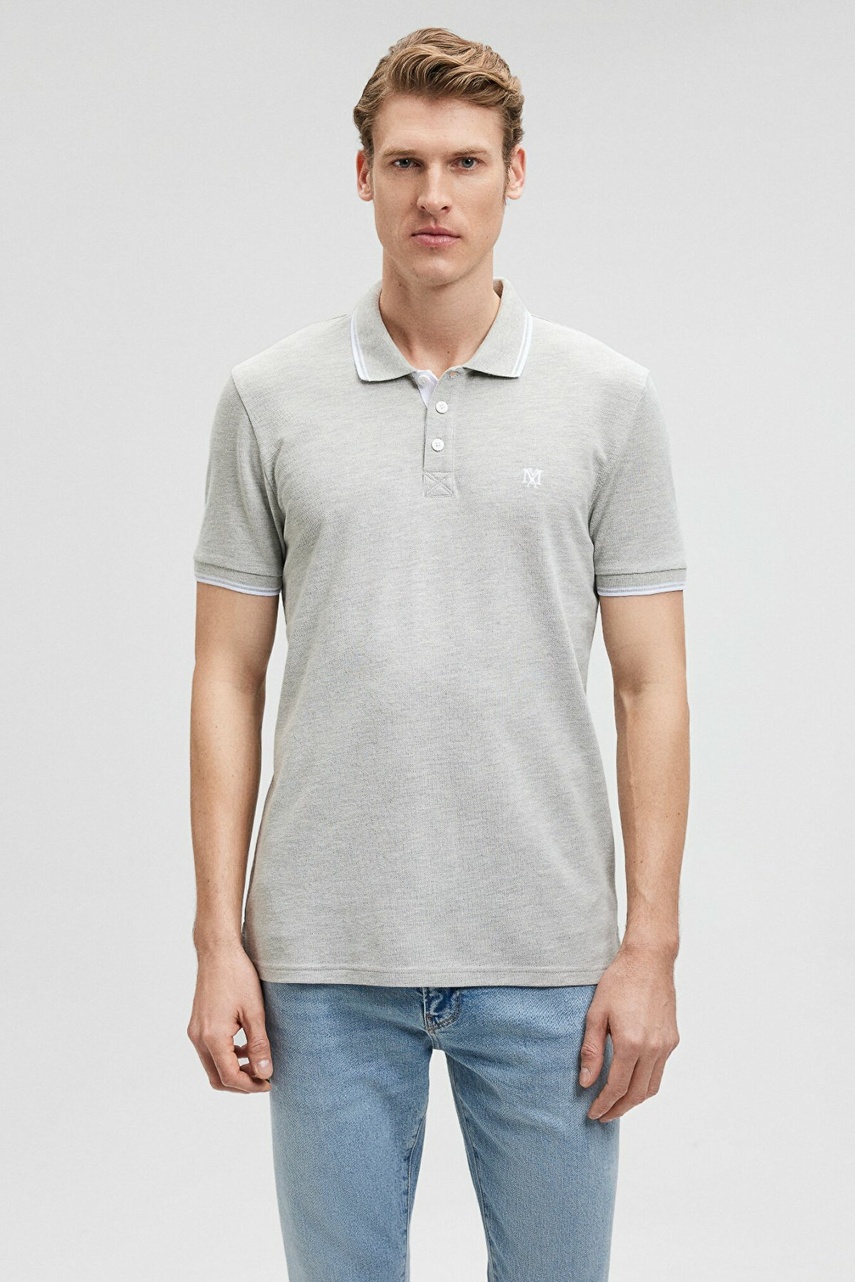 Mavi Polo Yaka Erkek Tişört Gri Melanj 064164-28387 - 3