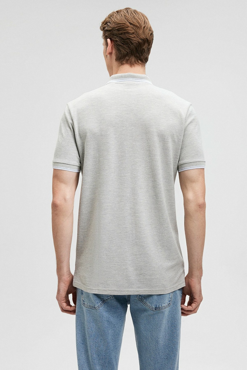 Mavi Polo Yaka Erkek Tişört Gri Melanj 064164-28387 - 4
