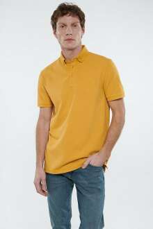 Mavi Polo Yaka Hardal Erkek Tişört 063247-30719 - Mavi (1)