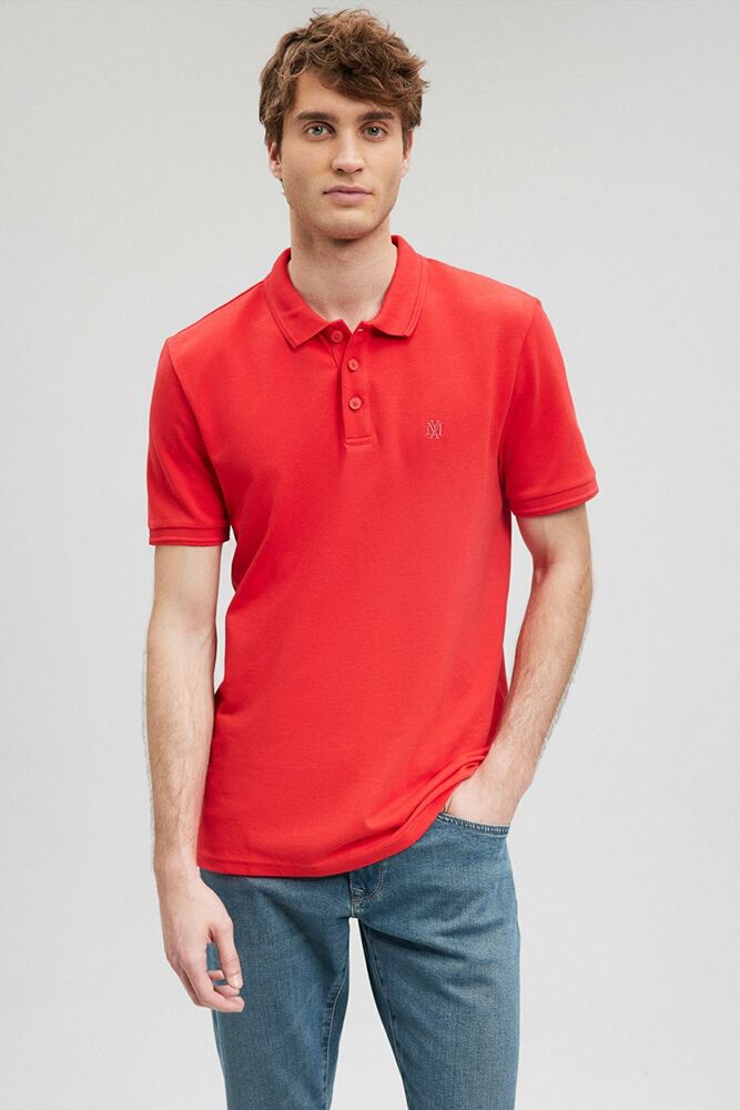 Mavi Polo Yaka Kırmızı Erkek Tişört 064946-70471 - 1