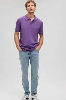 Mavi Polo Yaka Mor Erkek Tişört 064946-7003 - Mavi (1)