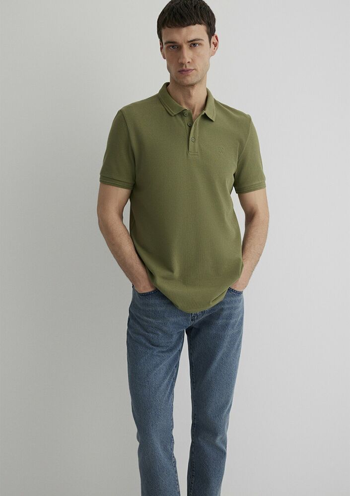 Mavi Polo Yaka Yeşil Erkek Tişört 064946-28524 - 2