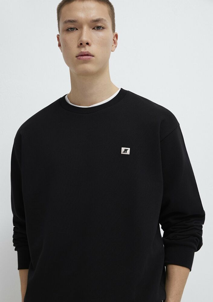 Mavi Pro Bisiklet Yaka Siyah Loose Fit Erkek Sweat 0S10513-900 (1)