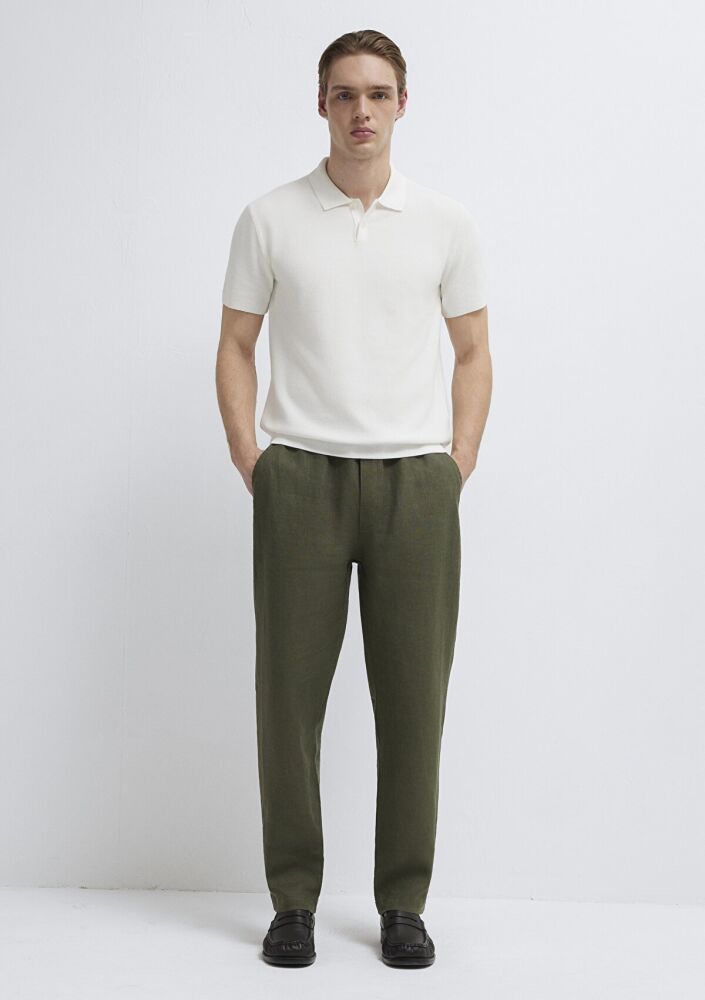 Mavi Regular Fit Yeşil Erkek Keten Pantolon 0010577-71581