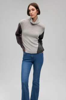 Mavi Renkli Black Gri Melanj Kadın Sweat 1612012-83096 - Mavi (1)