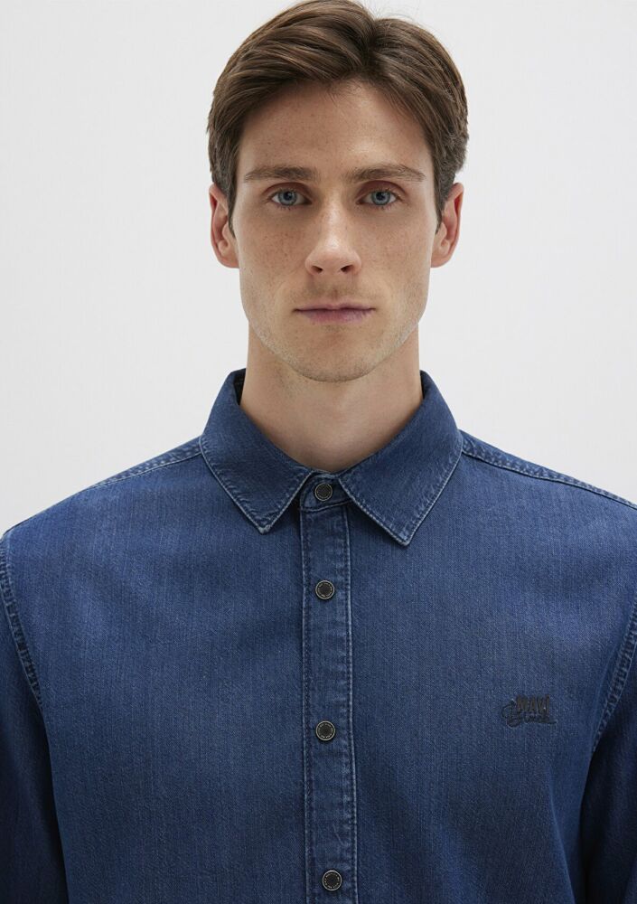 Mavi Roy Lux Black Koyu Indigo Mavisi Jean Gömlek 0210496-90767 - 5