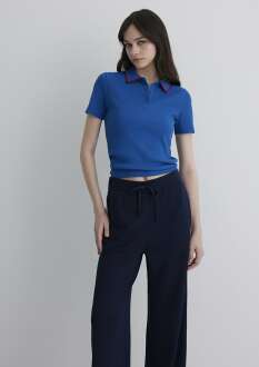 Mavi Saks Mavi Polo Yaka Kadın Tişört 1613504-70894 - Mavi (1)