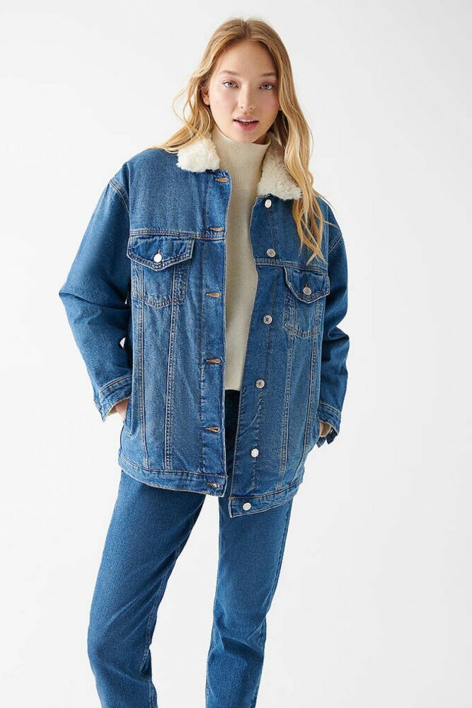 Mavi Sandy Mid Sherpa Gold Icon Kadın Jean Ceket 110908-80666 - 1