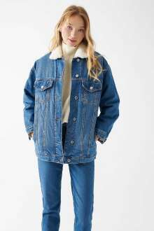 Mavi Sandy Mid Sherpa Gold Icon Kadın Jean Ceket 110908-80666 - 2