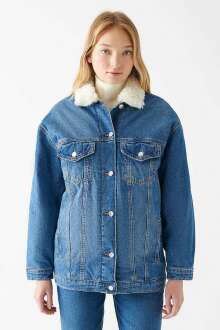 Mavi Sandy Mid Sherpa Gold Icon Kadın Jean Ceket 110908-80666 - 3