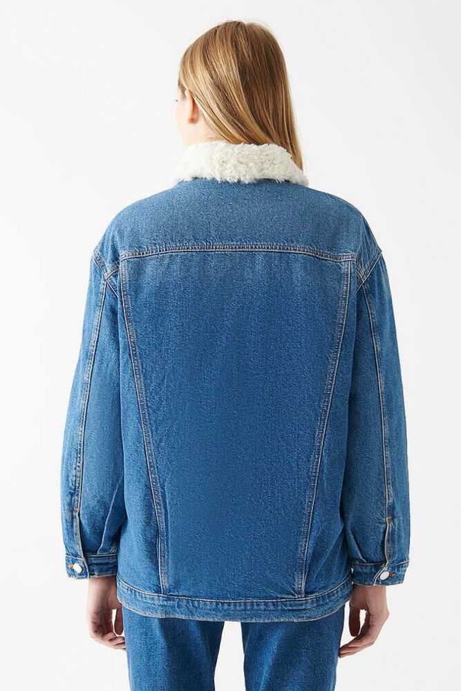 Mavi Sandy Mid Sherpa Gold Icon Kadın Jean Ceket 110908-80666 - 4