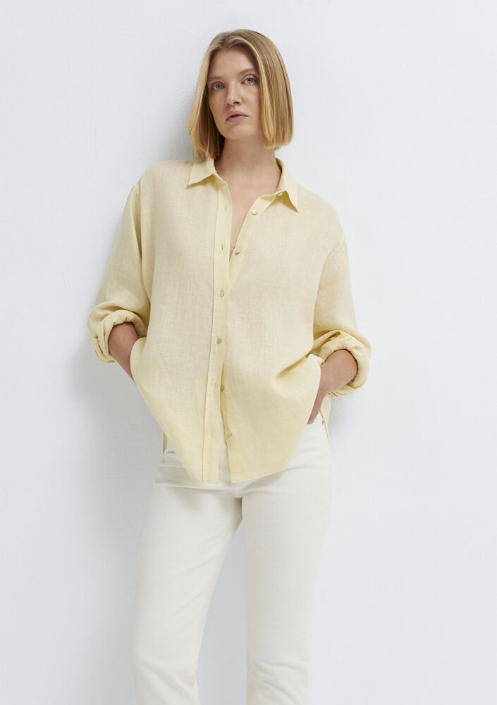 Mavi Sarı Loose Fit Kadın Keten Gömlek 1210747-84571 (1)