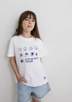 Mavi Save The Indıgo Turtles Beyaz Çocuk Tişört 7610376-620 - 1